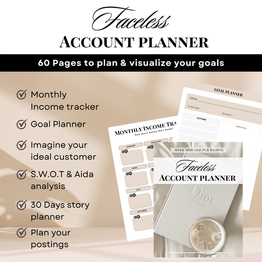 Faceless Account Planner - Plan & structurize your Faceless Account| MRR + PLR rights