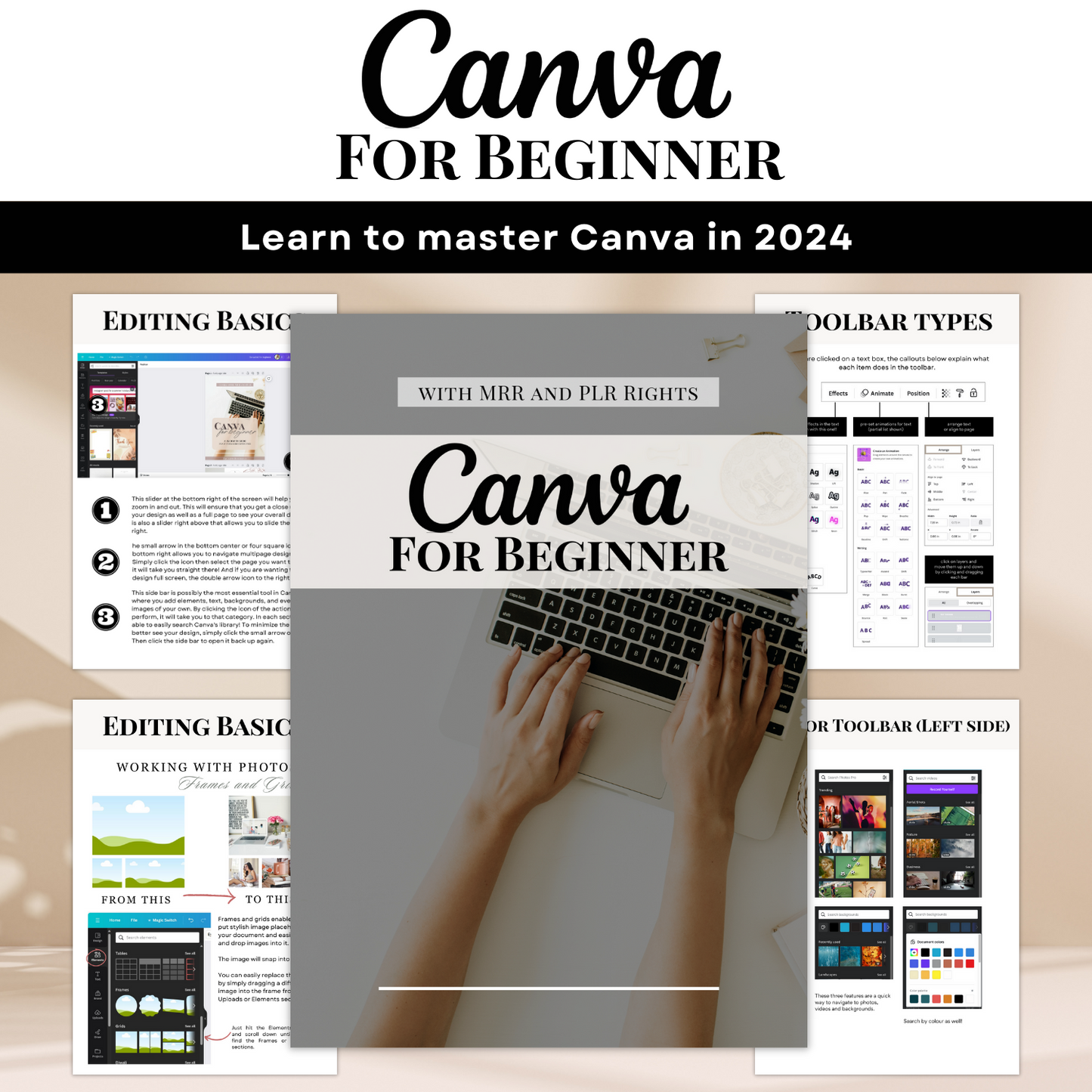Canva for beginner - Learn to master Canva in 2024 | MRR + PLR rights