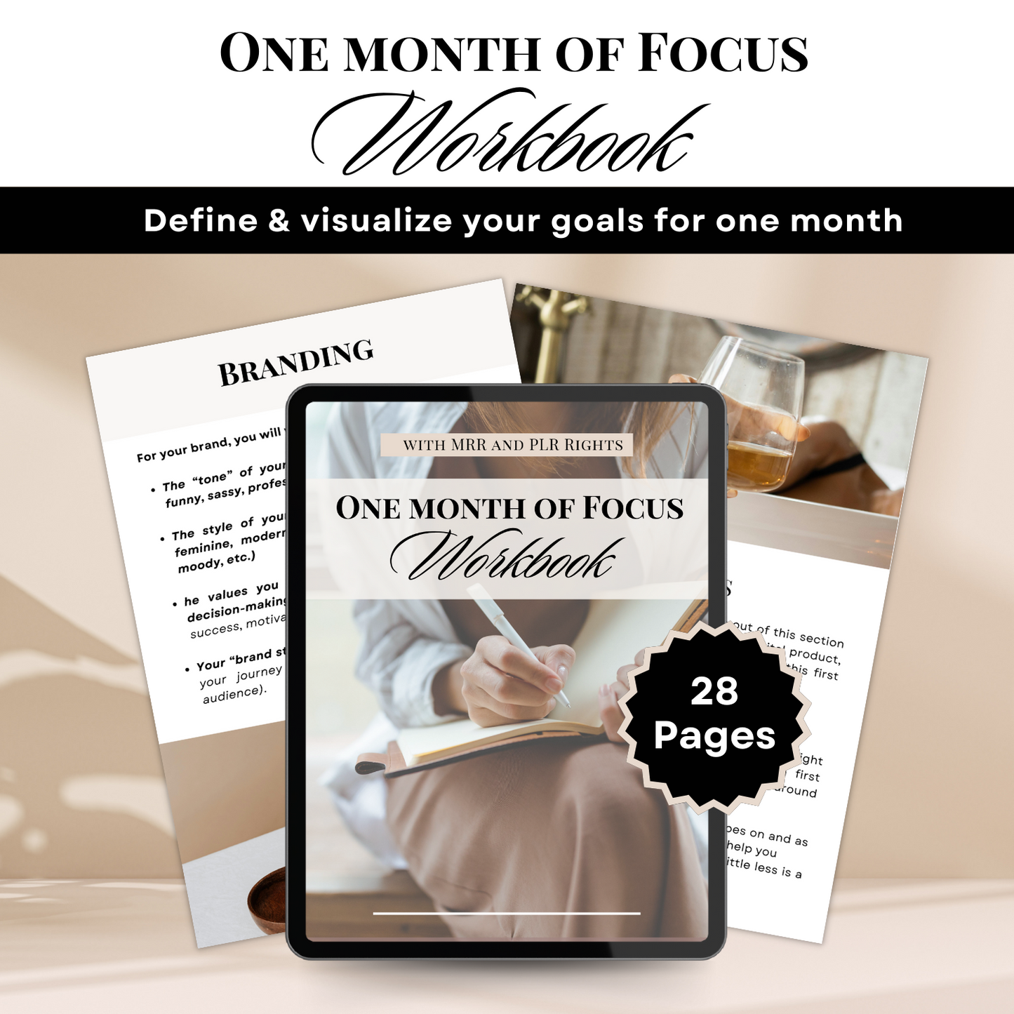 One month of focus workbook - Define & visualize your goals for one month | MRR + PLR rights