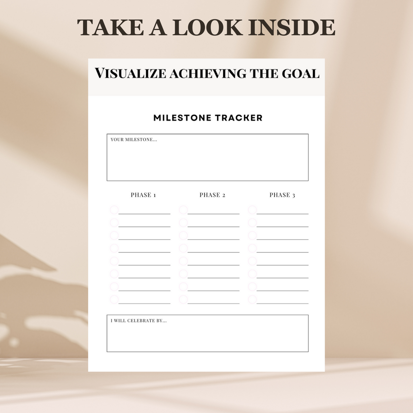 One month of focus workbook - Define & visualize your goals for one month | MRR + PLR rights