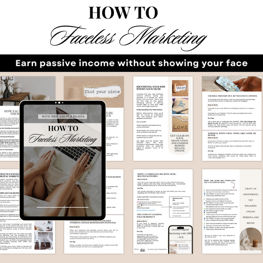 How to Faceless Marketing - Learn to build a Faceless brand on Instagram | MRR + PLR rights - Membership