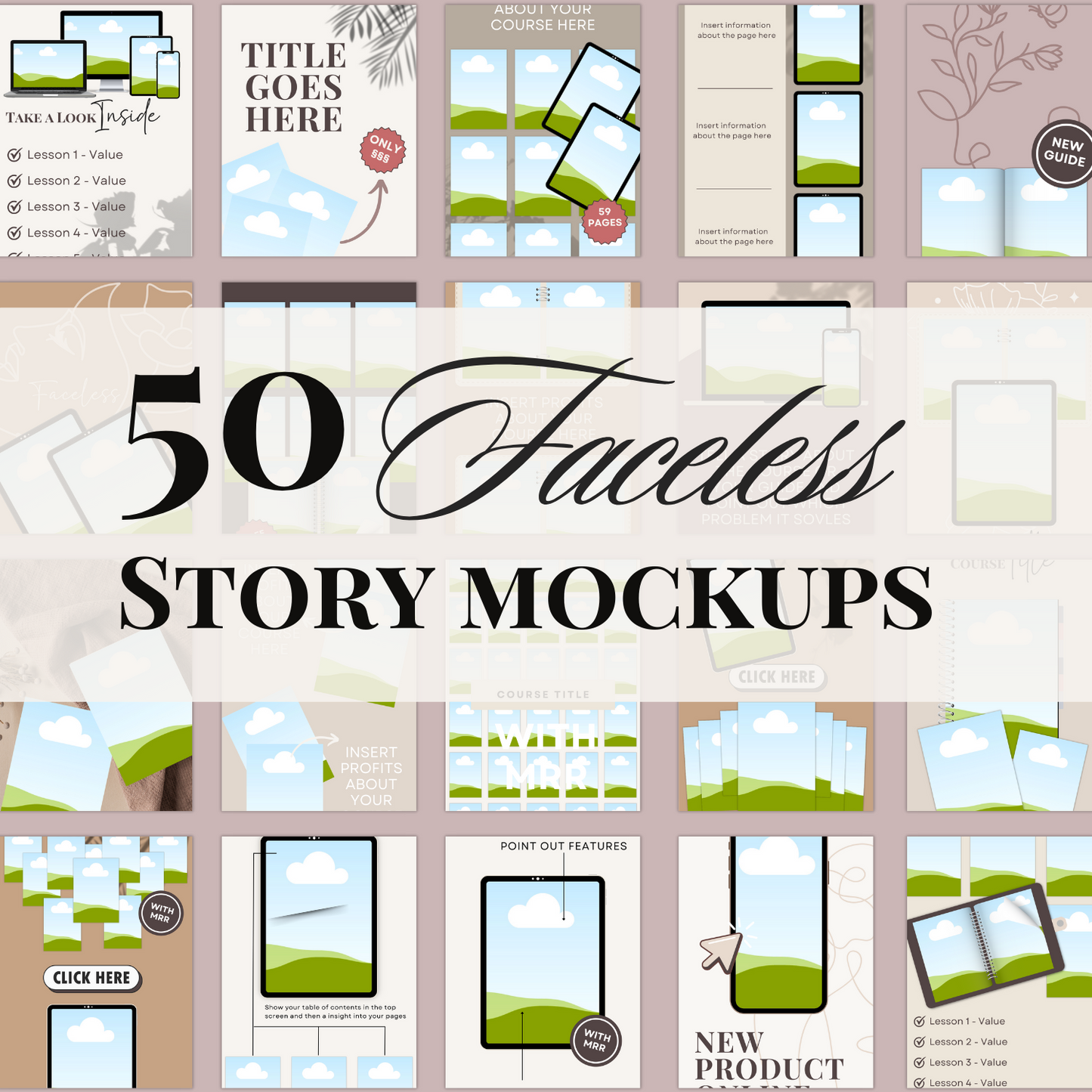 50 Faceless Story Vorlagen & MockUps | MRR + PLR Rechte